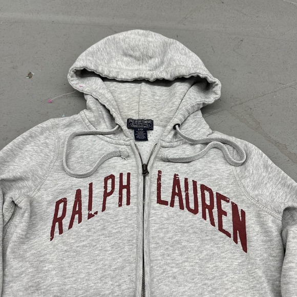 Polo Ralph Lauren Hoodie Mens Small Gray Full Zip Fleece Arch Logo Sweatshirt - Picture 2 of 7